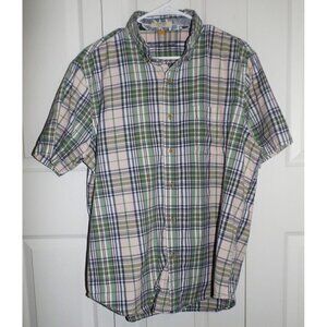 Tailor Vintage L authentic Indian Madras cotton button down short sleeve plaid